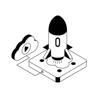 Bulut başlangıcının görsel olarak çekici izometrik simgesi