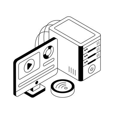 İnternet içeriği gösteriminin premium izometrik simgesi