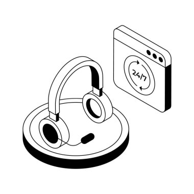 Müşteri destek panelinin modern izometrik simgesi
