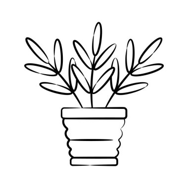 Dekoratif ev bitkisini gösteren yaratıcı bir çizim stili simgesi