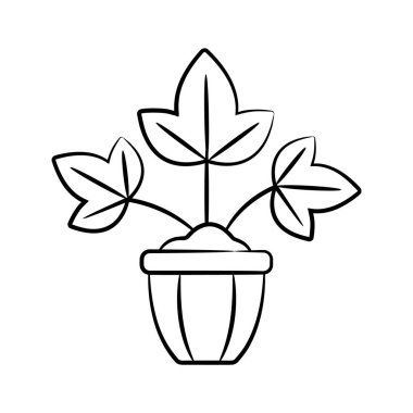 Kemancı bitki saksısını gösteren büyüleyici el çizimi simgesi