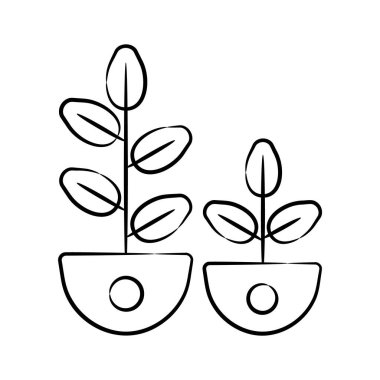 İyi tasarlanmış plastik bitki yapraklarının el çizimi simgesi.