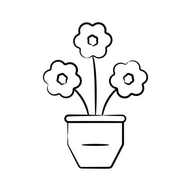 Çiçek açan iyi tasarlanmış bir el çizimi ikonu