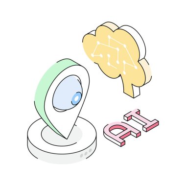 İyi hazırlanmış izometrik simge ai konum sistemini gösteriyor