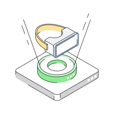 Vr kulaklık deneyiminin büyüleyici bir izometrik simgesi