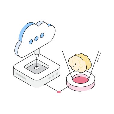 ai bulut platformunu temsil eden modern bir izometrik simge