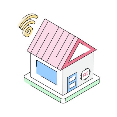 Akıllı ev kontrolünün iyi tasarlanmış izometrik simgesi