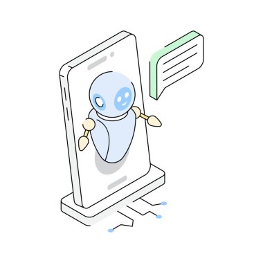 Robot iletişiminin inanılmaz bir izometrik simgesi