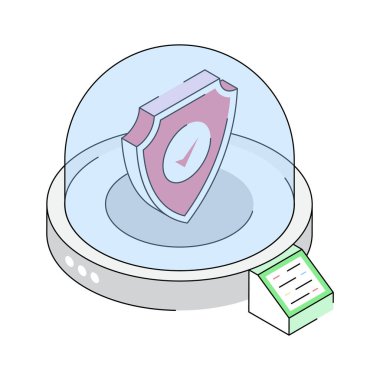 Akıllı güvenlik aygıtının büyüleyici izometrik simgesi