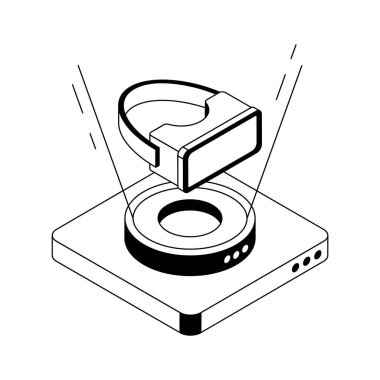 Vr kulaklık deneyiminin büyüleyici bir izometrik simgesi