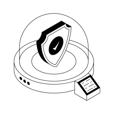 Akıllı güvenlik aygıtının büyüleyici izometrik simgesi