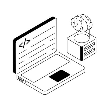 Yazılım ekranını gösteren bu izometrik simgeyi al