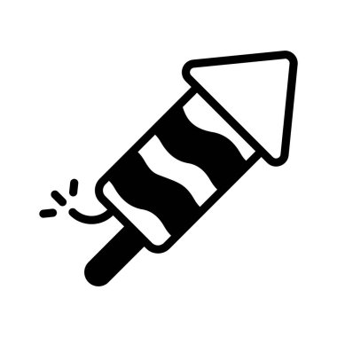 Havai fişeğin modaya uygun kabartma tarzı simgesi, düzenlenmesi kolay