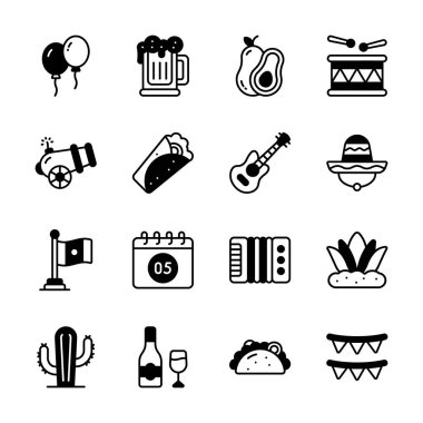 Bu harika Meksika gün simgeleri koleksiyonunu kabartma stilinde yakala.