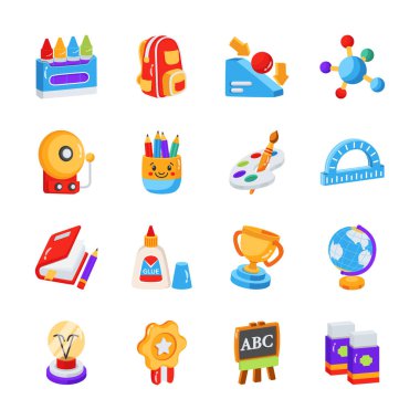 Okulu gösteren bu prim destesini al ve 2D biçim simgelerini incele