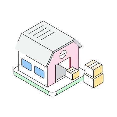 Bir depoyu temsil eden iyi tasarlanmış izometrik simge