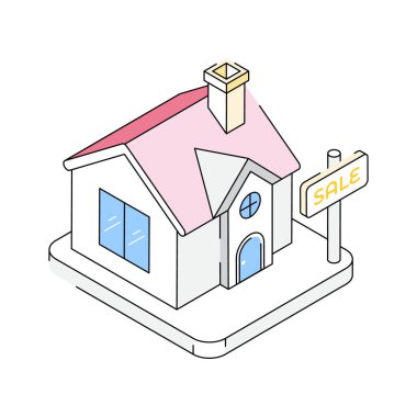 Ev satışının bu izometrik simgesini al