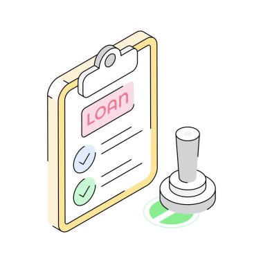 Ev kredisi onay kağıdını gösteren izometrik bir simge