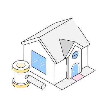 Mülk müzayedesini gösteren iyi hazırlanmış izometrik simge