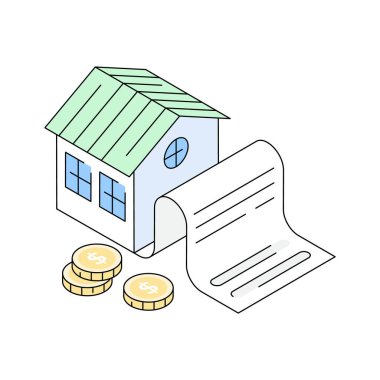 Satın alma özelliklerinin büyüleyici bir izometrik simgesi