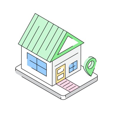 Ev konumunun izometrik simgesine bak