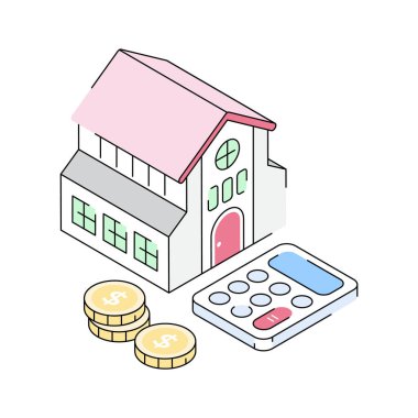 Etkili ev bütçesi planlaması gösteren bir izometrik simge