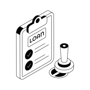 Ev kredisi onay kağıdını gösteren izometrik bir simge