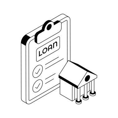 Güvenli bir banka kredisi onayının birinci derece izometrik simgesi