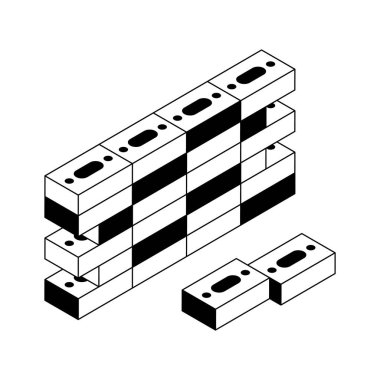 Tuğla işçiliğinin bu izometrik simgesine bakın