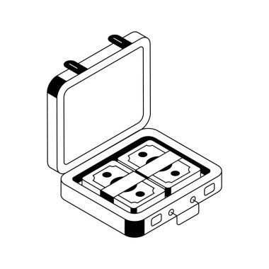 Bir para çantasının birinci sınıf izometrik simgesi