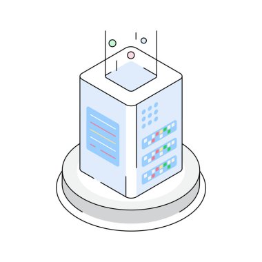 Sunucu depolama çözümünün iyi hazırlanmış izometrik simgesi