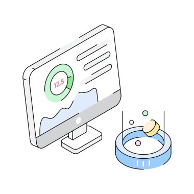 Veri performans ölçümlerini görselleştiren inanılmaz bir izometrik simge