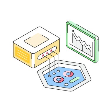 Veri istatistikleri genel görünümünün iyi tasarlanmış izometrik simgesi