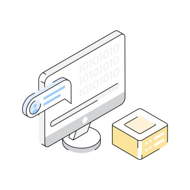 İkili kodlama mantığını görselleştiren iyi hazırlanmış izometrik simge