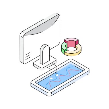 Çevrimiçi istatistik izleme için görsel olarak çekici izometrik simge