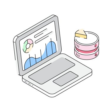 Çevrimiçi bilgi gösterimi için büyüleyici bir izometrik simge