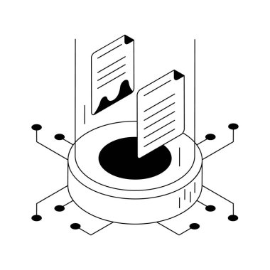 Veri hologramının bu izometrik dış hat simgesini yakala