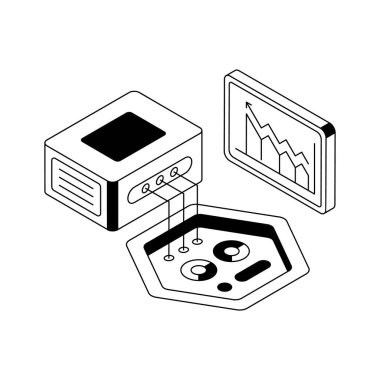 Veri istatistikleri genel görünümünün iyi tasarlanmış izometrik simgesi