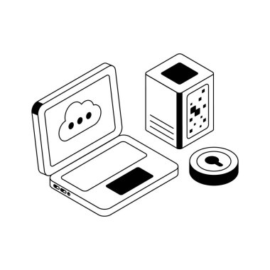 Premium izometrik simge gösterimi güvenli özel bulut ağı