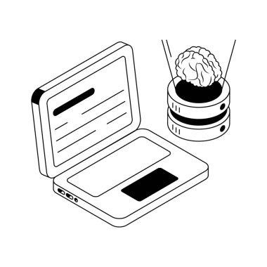 ai veritabanı yönetimi için modern bir izometrik simge