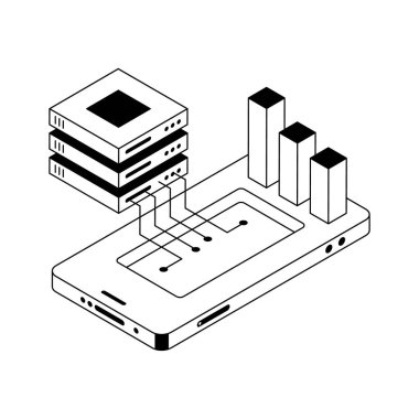 Bu mobil sunucu izometrik simgesine bir göz at