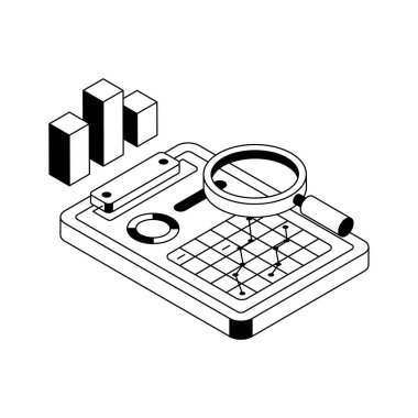 Analitik raporu gösteren birinci sınıf izometrik simge