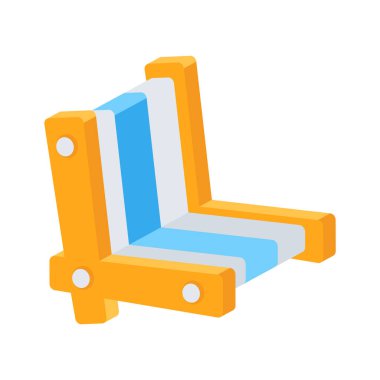 Tahta şezlongun kişiselleştirilebilir 2 boyutlu simgesi