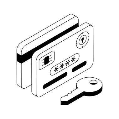 Akıllı kart erişiminin görsel olarak çekici izometrik simgesi