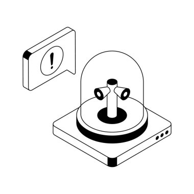 Siren alarmı güvenlik sistemini gösteren izometrik bir simge