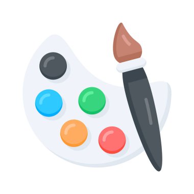 Renkli boya izleriyle sanat paletini gösteren düz bir simge