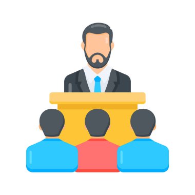 Podyum standında bir iş konuşması simgesi