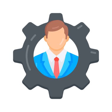 Çalışan yönetimini çark ile gösteren düz bir simge