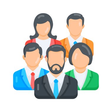 Ofis çalışanlarını gösteren şu düz simgeye bakın.