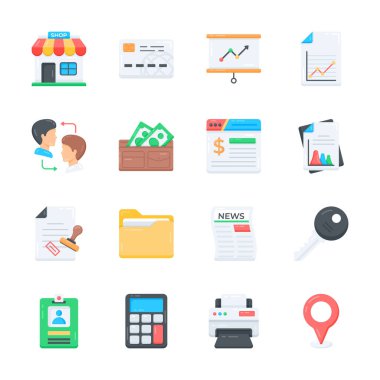 Birinci sınıf iş anlayışları ve düz stil simgeleri